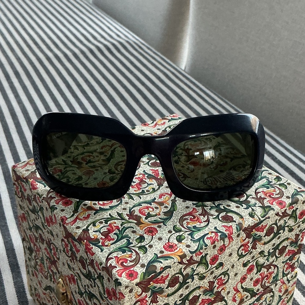 Lanvin Black Oversized Rectangular Sunglasses